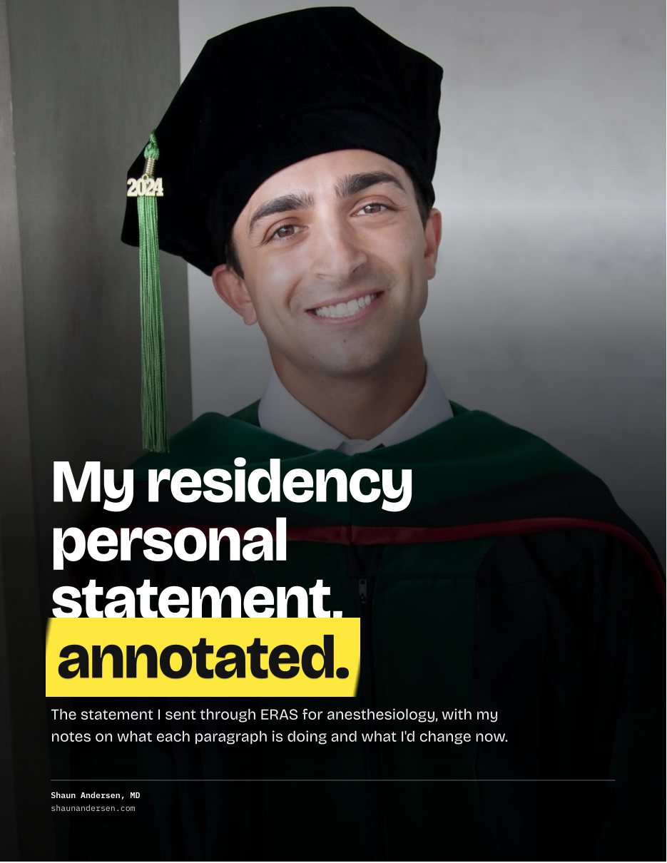 Cover of My residency personal statement, annotated