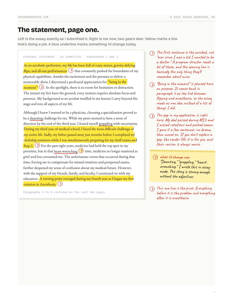 Page from the file: the first page of the statement with numbered notes in the margin