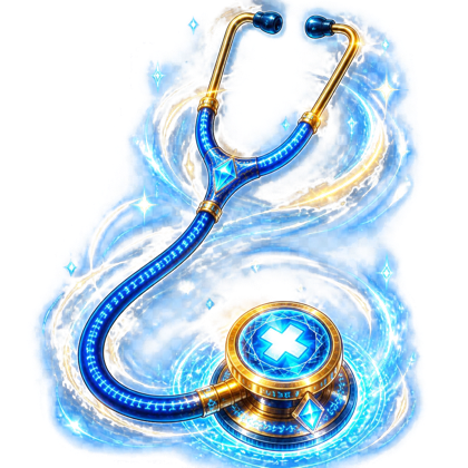 The sorting stethoscope, glowing blue and gold
